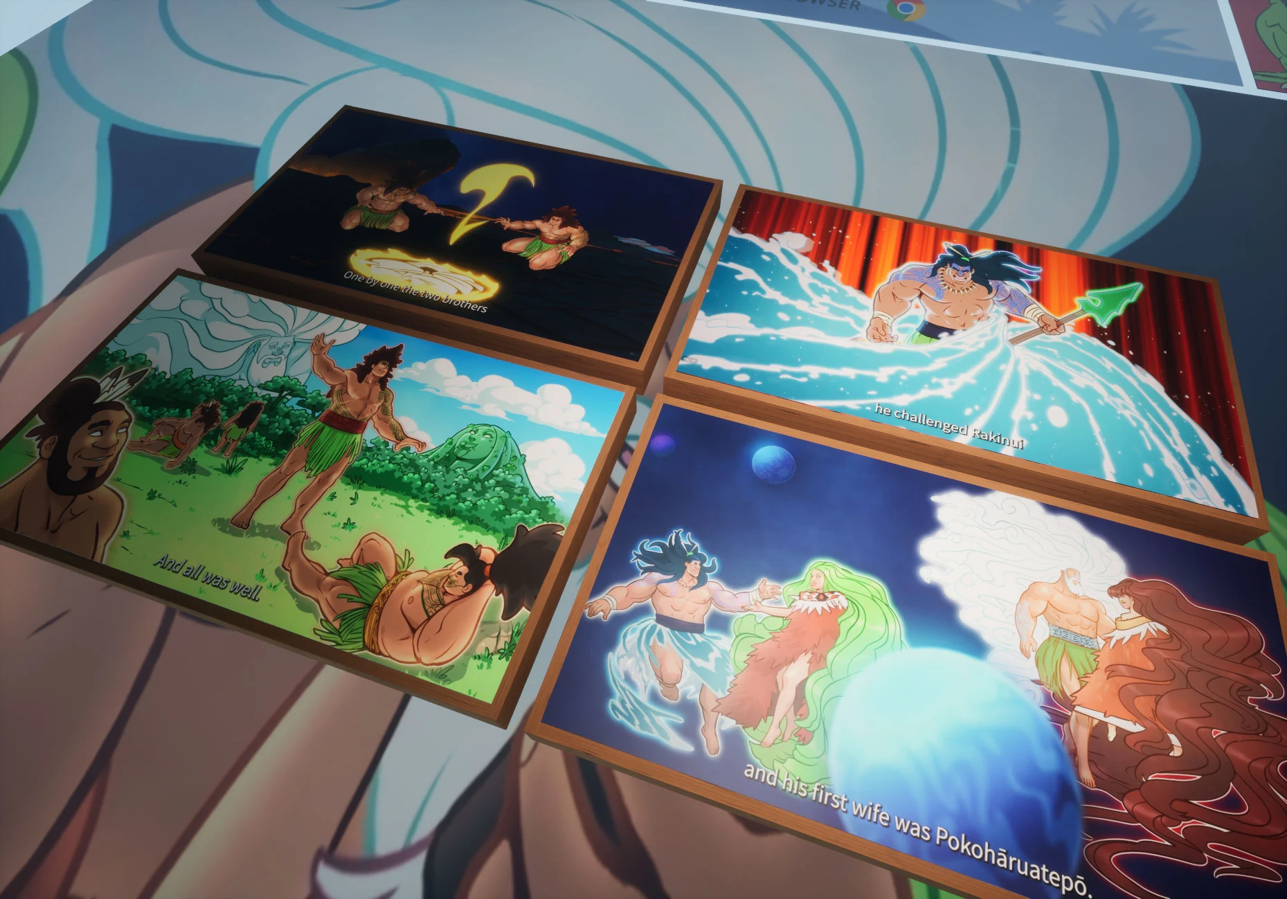 Ōraka-Aparima animation panels - narrative sequence