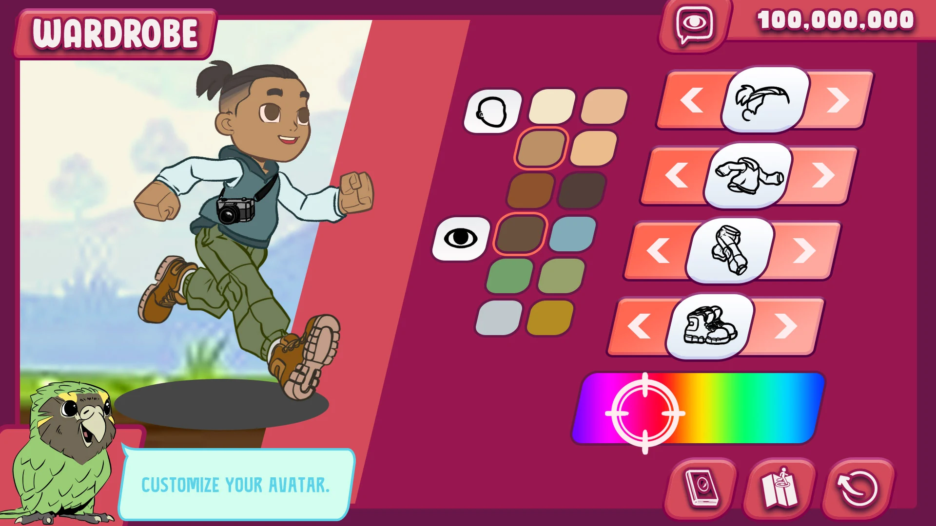 Avatar wardrobe customisation screen from the CAPE eGame