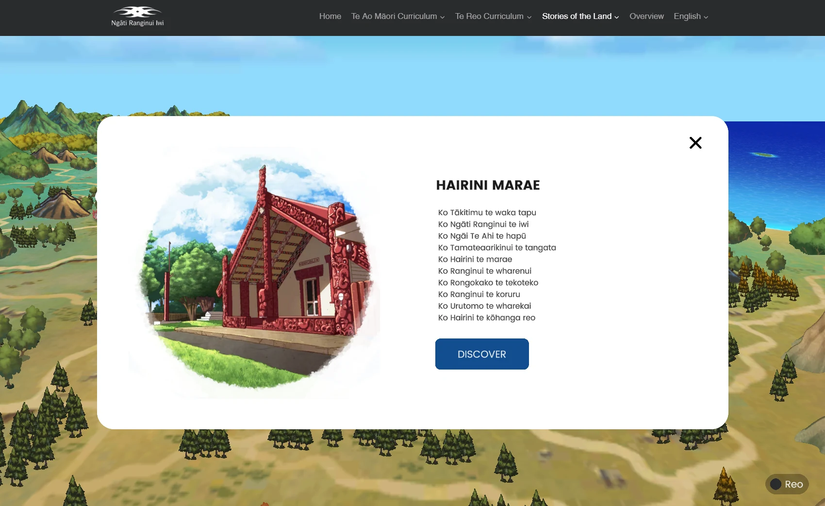 Hairini Marae location detail with whakapapa pepeha