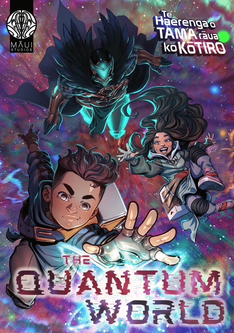 Quantum Comix cover - Te Haerenga o Tama rāua ko Kōtiro: The Quantum World
