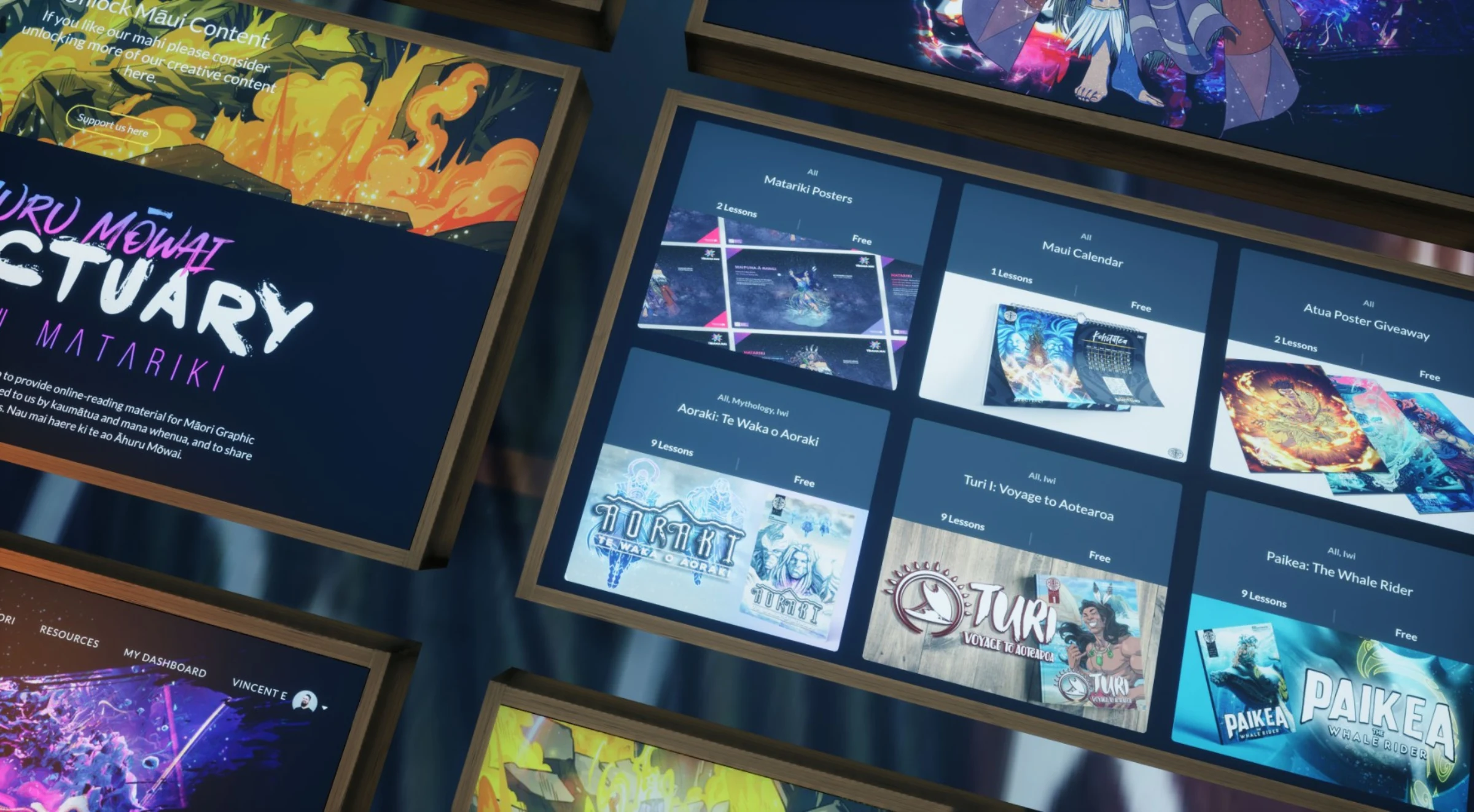 Āhuru Mōwai content library - Matariki posters, Māui calendar, Aoraki, Turi and Paikea graphic novels