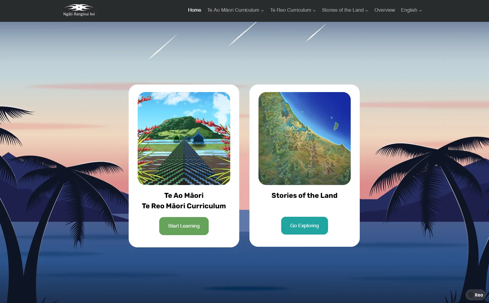 Ngāti Ranginui education platform home screen